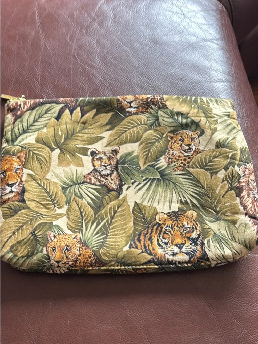 Celebrity Leopard Jungle Print Zippered Makeup Bag (C-1)